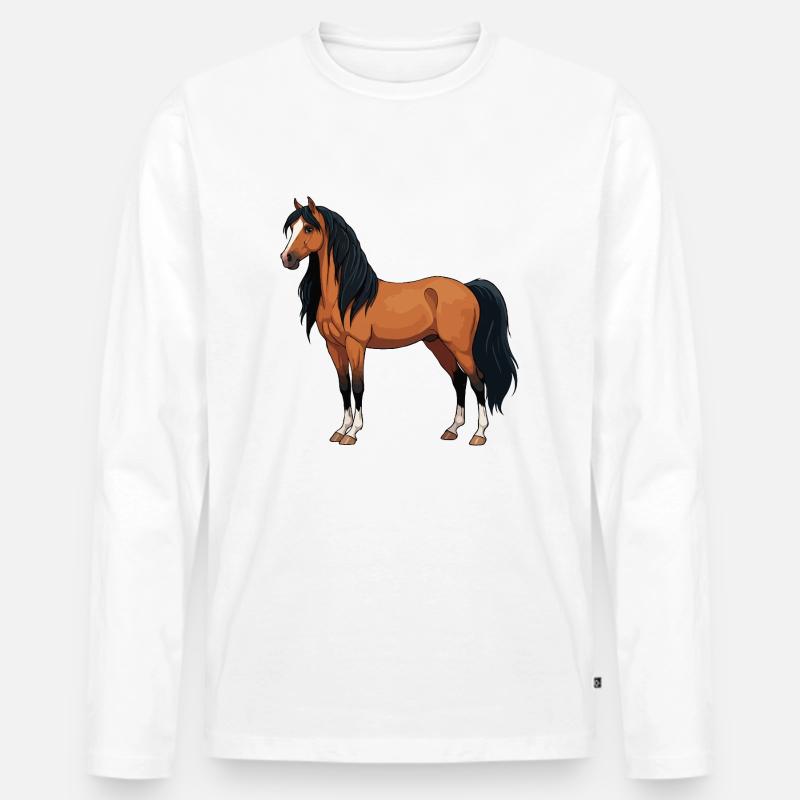 Mérens Pferd echt - Männer Premium Bio Langarmshirt - Weiß