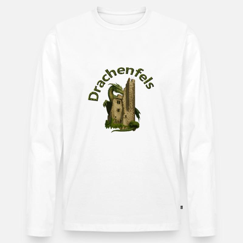 Drachenfels - Männer Premium Bio Langarmshirt - Weiß