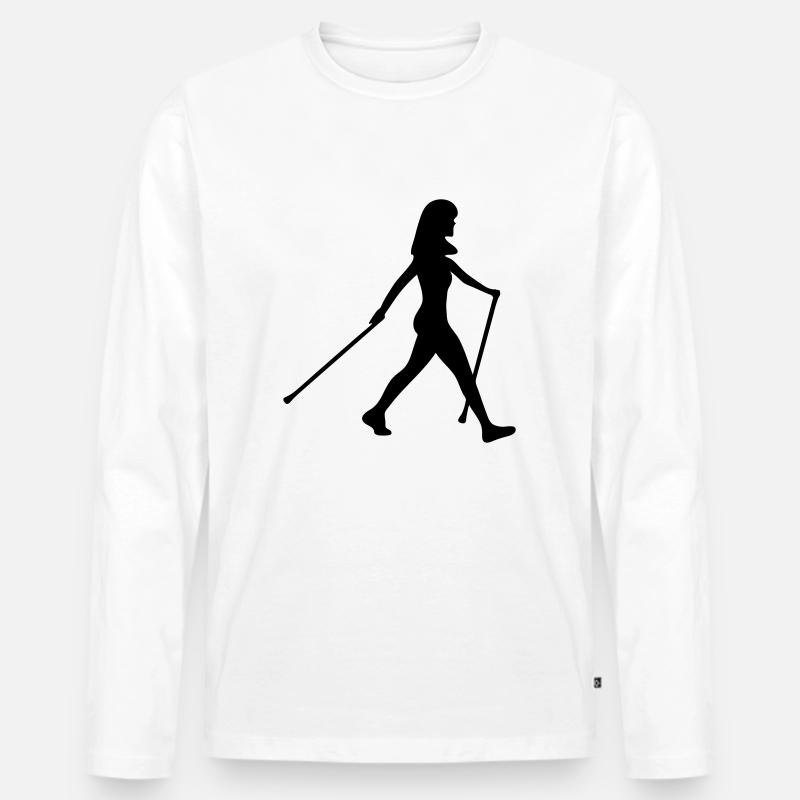Nordic Walking - Männer Premium Bio Langarmshirt - Weiß