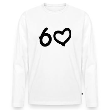 Idée cadeau anniversaire de mariage 60 ans - T-shirt manches longues Premium bio Homme - blanc - Devant - Nico (187cm)