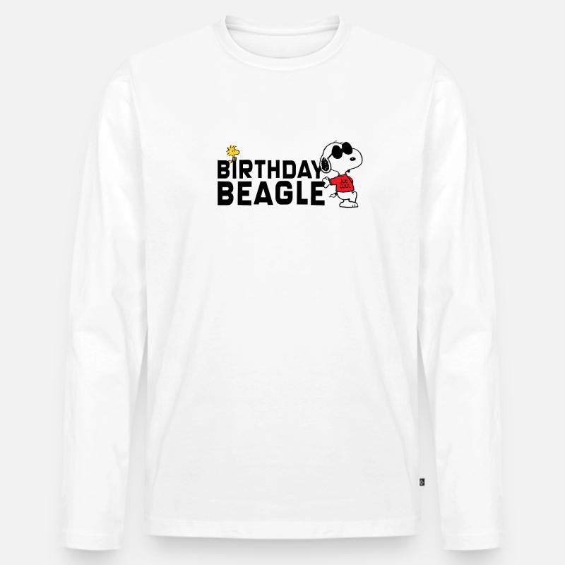Peanuts Geburtstagsdesign Birthday Beagle Snoopy - Männer Premium Bio Langarmshirt - Weiß