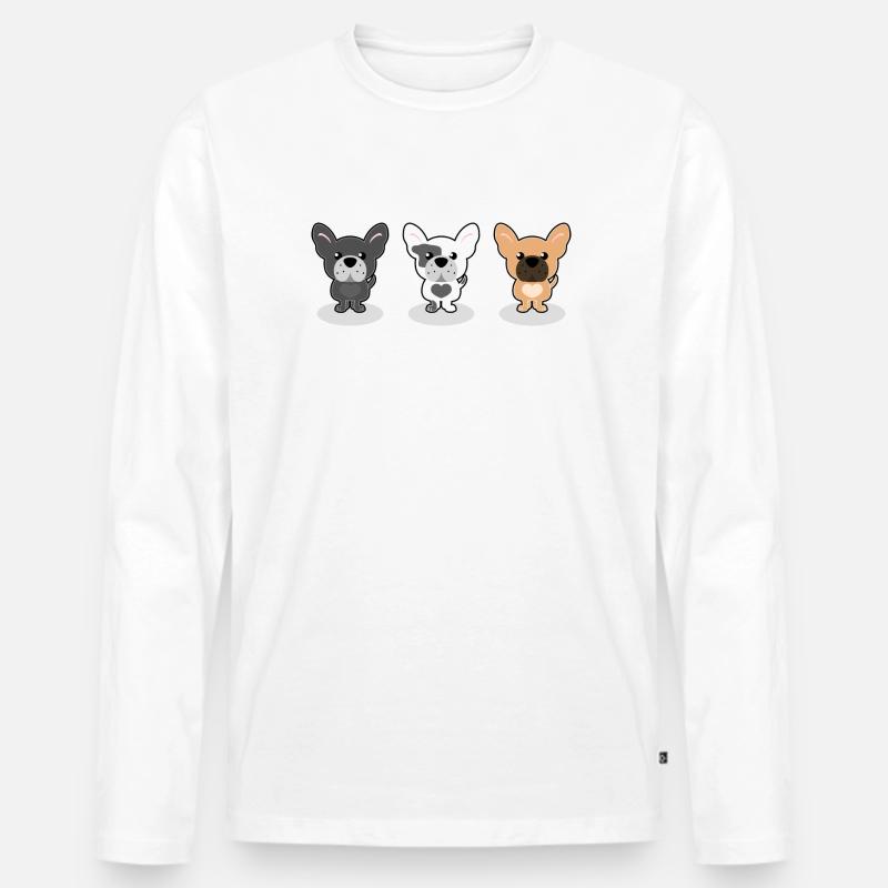 Frenchies - Männer Premium Bio Langarmshirt - Weiß