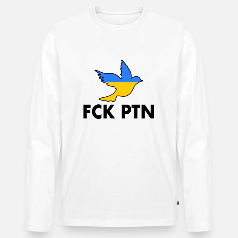 Fck ptn friedenstaube - Männer Premium Bio Langarmshirt - Weiß