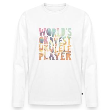 Le joueur de ukulélé le plus correct du monde - T-shirt manches longues Premium bio Homme - blanc - Devant - Nico (187cm)