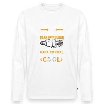 Fête des pères Papa bricolage cadeau pour papa - T-shirt manches longues Premium bio Homme - blanc - Devant - Nico (187cm)