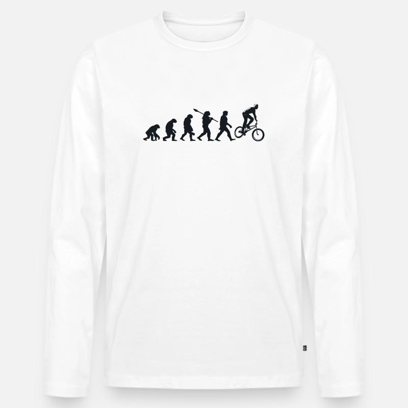 Darwin Evolution für BMXisten 🚴 ♂️ - Männer Premium Bio Langarmshirt - Weiß