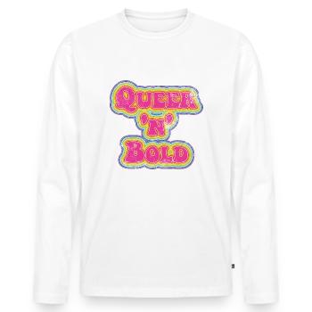 Queer 'n' Bold Rainbow Vintage - Men's Premium Organic Long Sleeve Shirt - white - Front - Nico (187cm)