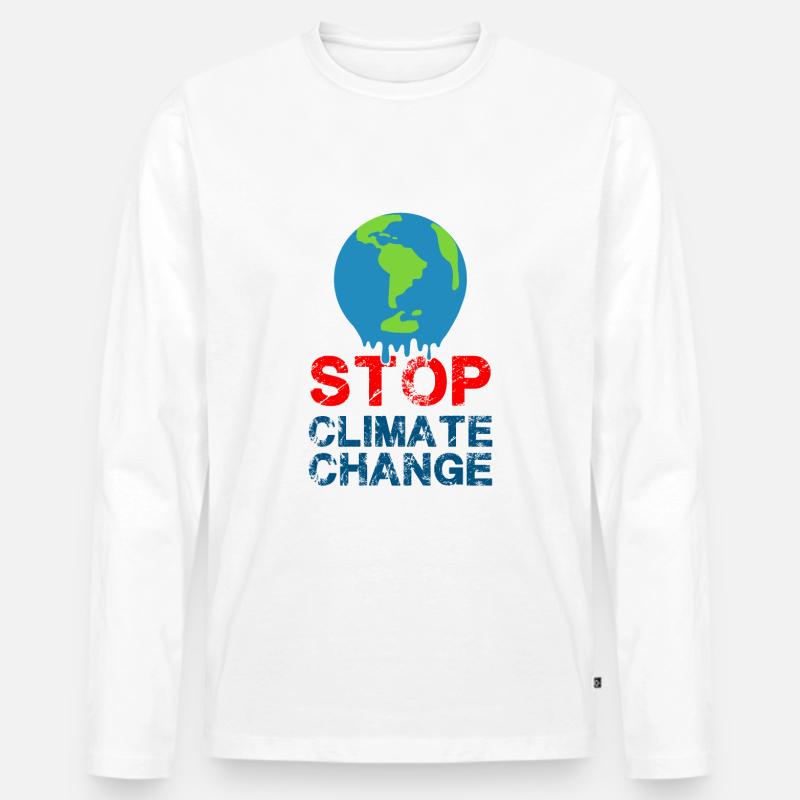 Stop Klimawandel - Männer Premium Bio Langarmshirt - Weiß