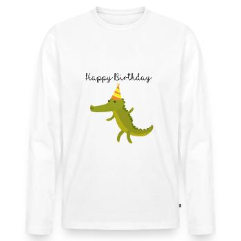 Krokodil Geburtstag - Männer Premium Bio Langarmshirt - Weiß - Vorne - Nico (187cm)