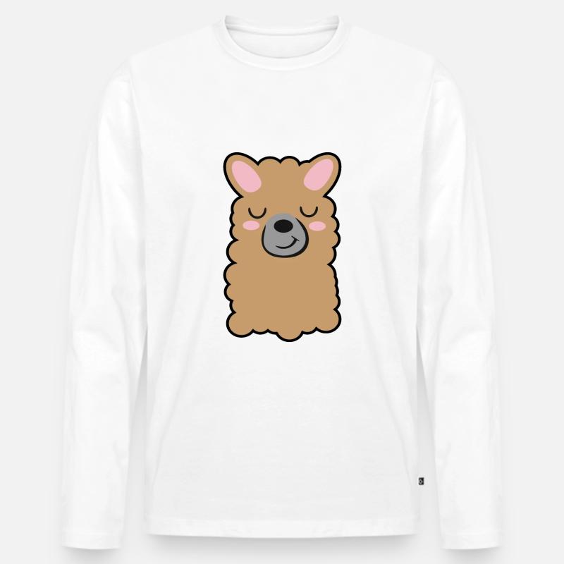 Lama - Männer Premium Bio Langarmshirt - Weiß