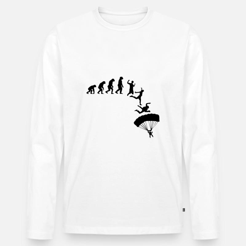 Evolution Fallschirmspringer Skydiver Geschenk - Männer Premium Bio Langarmshirt - Weiß