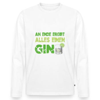 Gin - Männer Premium Bio Langarmshirt - Weiß - Vorne - Nico (187cm)
