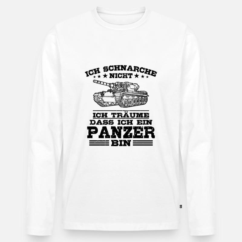 Panzer - Männer Premium Bio Langarmshirt - Weiß