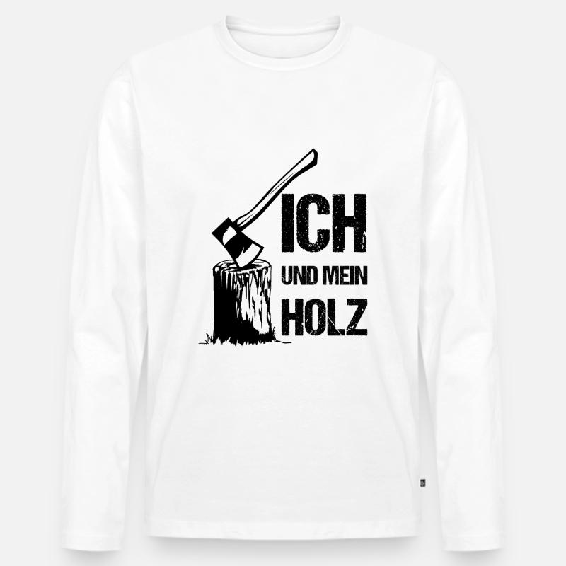 Ich und mein Holz - Männer Premium Bio Langarmshirt - Weiß