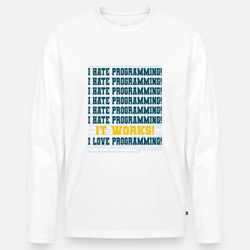 Programmierer Spruch - Männer Premium Bio Langarmshirt - Weiß