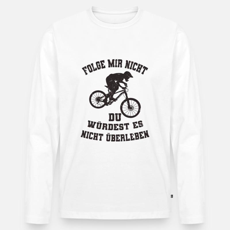Downhill Spruch - Männer Premium Bio Langarmshirt - Weiß