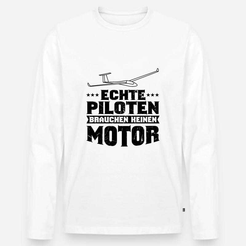 Segelflugzeug Spruch - Männer Premium Bio Langarmshirt - Weiß