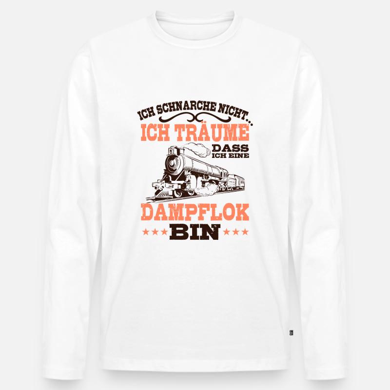 Eisenbahn Dampflok - Männer Premium Bio Langarmshirt - Weiß