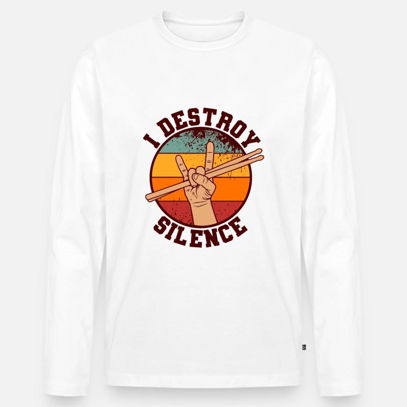 Schlagzeuger - Männer Premium Bio Langarmshirt - Weiß