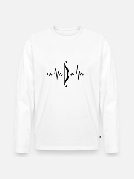 Archery heartbeat - Men's Premium Organic Long Sleeve Shirt - white