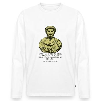 Marcus Aurelius - Men's Premium Organic Long Sleeve Shirt - white - Front - Nico (187cm)