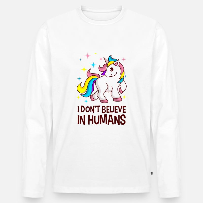 Einhorn - Männer Premium Bio Langarmshirt - Weiß