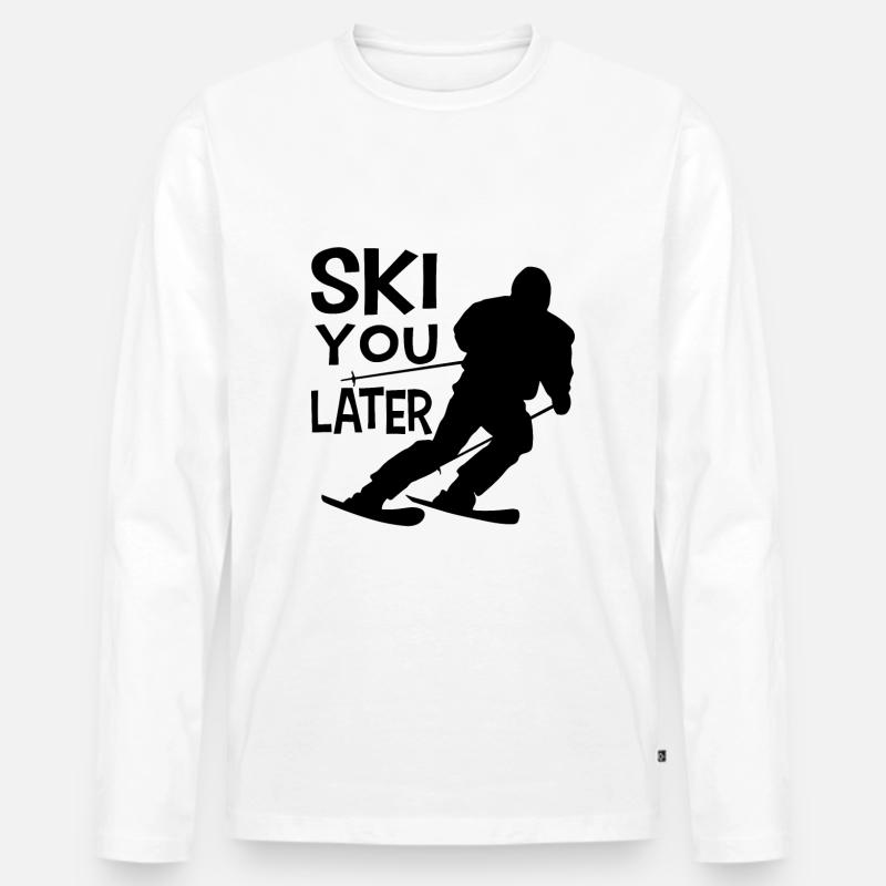 Skifahrer Spruch - Männer Premium Bio Langarmshirt - Weiß