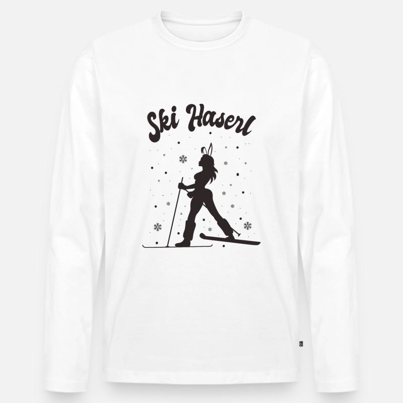 Ski Haserl - Männer Premium Bio Langarmshirt - Weiß