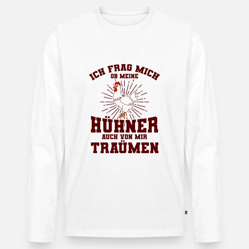 Hühner - Männer Premium Bio Langarmshirt - Weiß