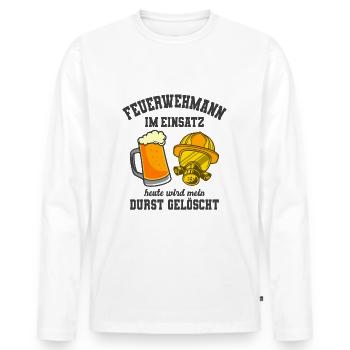 Feuerwehrmann - Männer Premium Bio Langarmshirt - Weiß - Vorne - Nico (187cm)