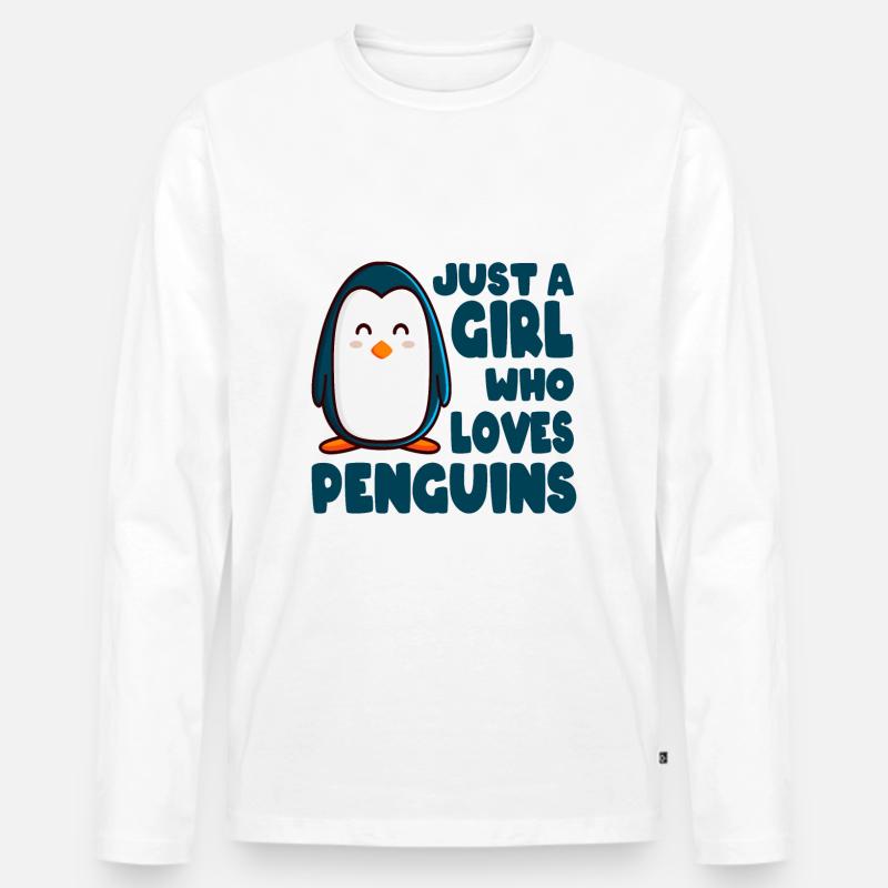 Pinguin - Männer Premium Bio Langarmshirt - Weiß