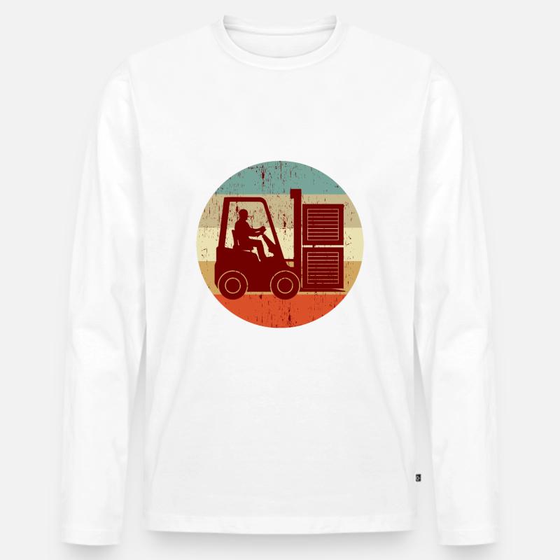 Gabelstapler Fahrer - Männer Premium Bio Langarmshirt - Weiß