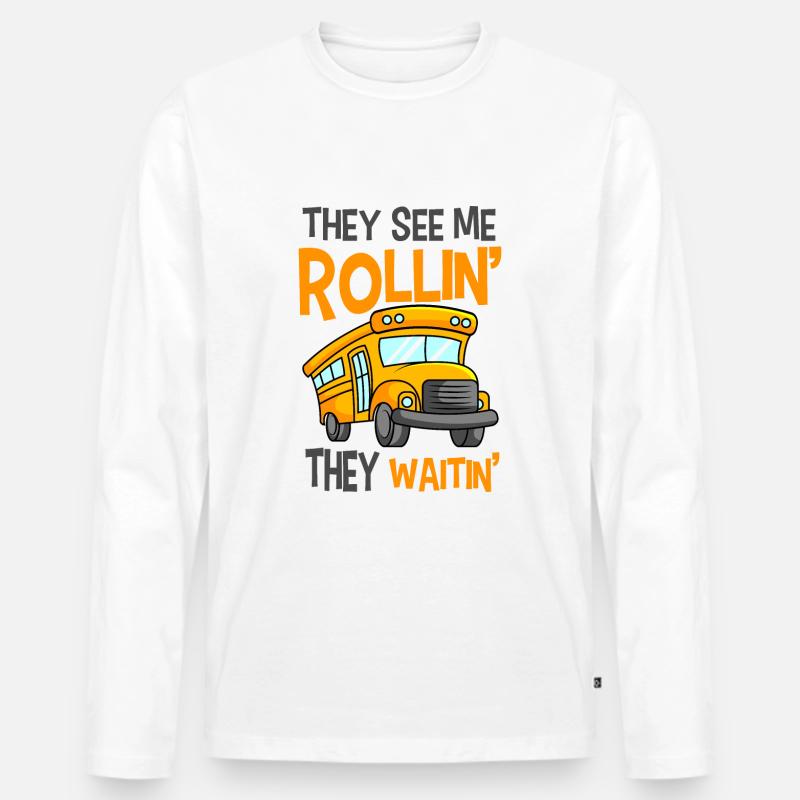 Busfahrer lustiger Spruch - Männer Premium Bio Langarmshirt - Weiß