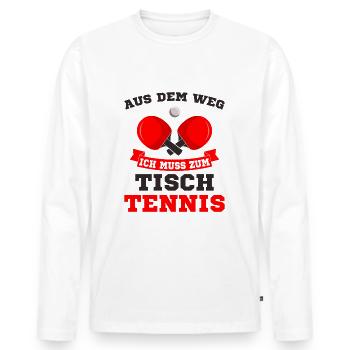 Tischtennis - Männer Premium Bio Langarmshirt - Weiß - Vorne - Nico (187cm)