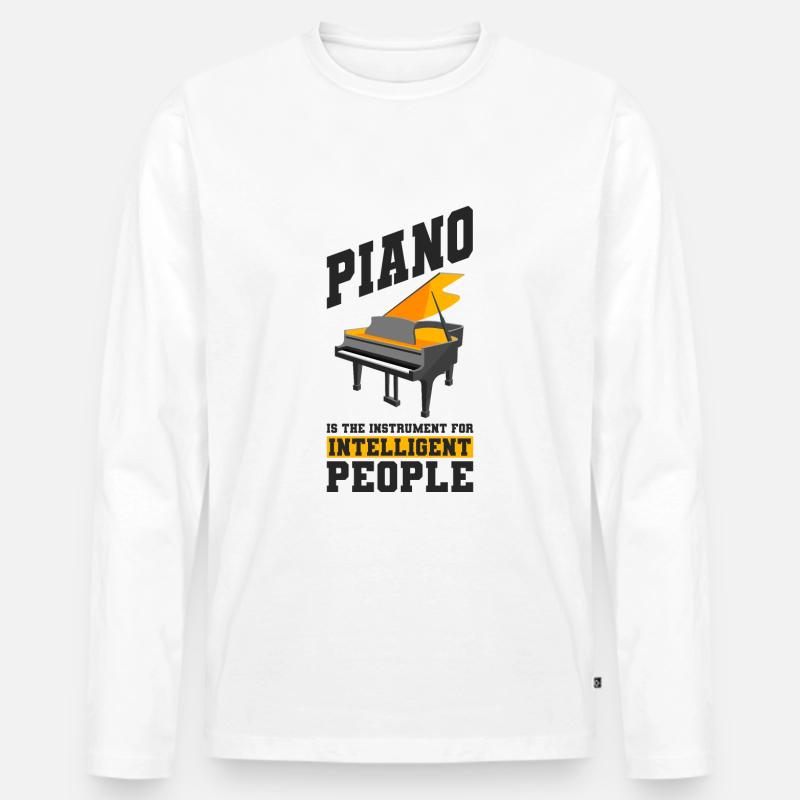 Klavier - Männer Premium Bio Langarmshirt - Weiß