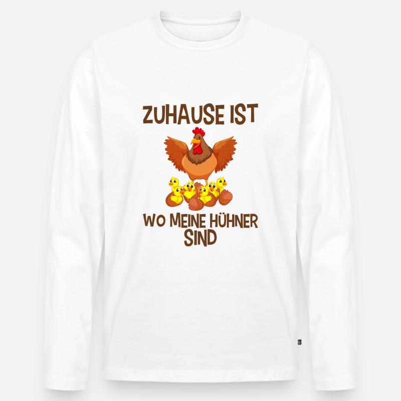 Hühner Zuhause - Männer Premium Bio Langarmshirt - Weiß