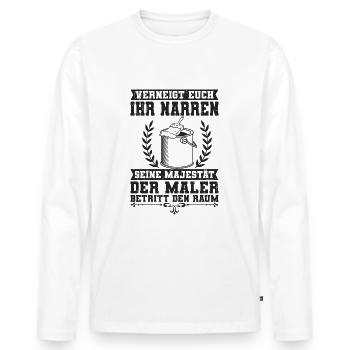 Maler - Männer Premium Bio Langarmshirt - Weiß - Vorne - Nico (187cm)