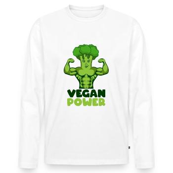 Puissance végétalienne - T-shirt manches longues Premium bio Homme - blanc - Devant - Nico (187cm)