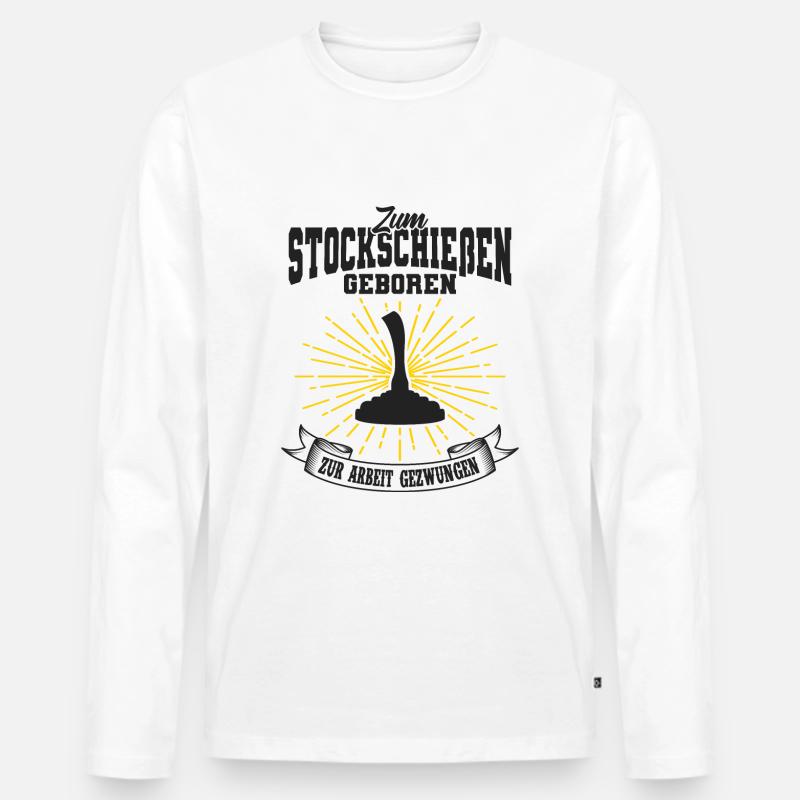 Stockschießen - Männer Premium Bio Langarmshirt - Weiß