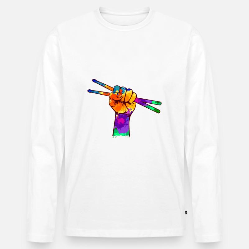Schlagzeuger - Männer Premium Bio Langarmshirt - Weiß