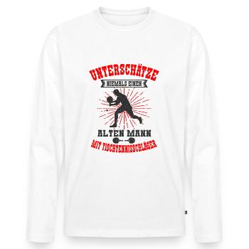 Tischtennis - Männer Premium Bio Langarmshirt - Weiß - Vorne - Nico (187cm)