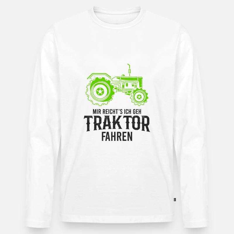 Traktor - Männer Premium Bio Langarmshirt - Weiß