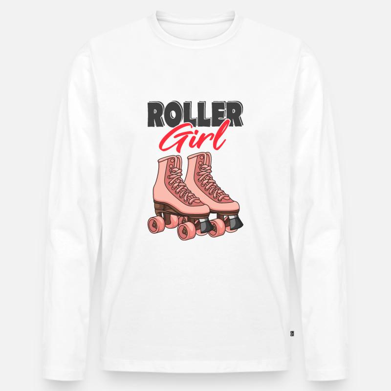 Rollschuhe - Männer Premium Bio Langarmshirt - Weiß