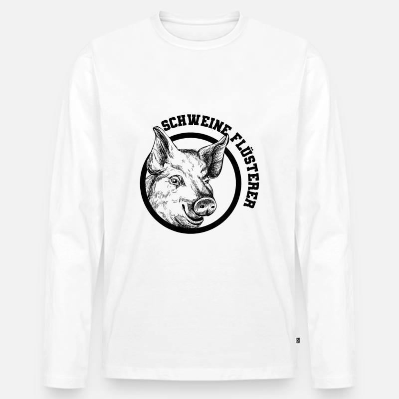 Schweine Flüsterer - Männer Premium Bio Langarmshirt - Weiß