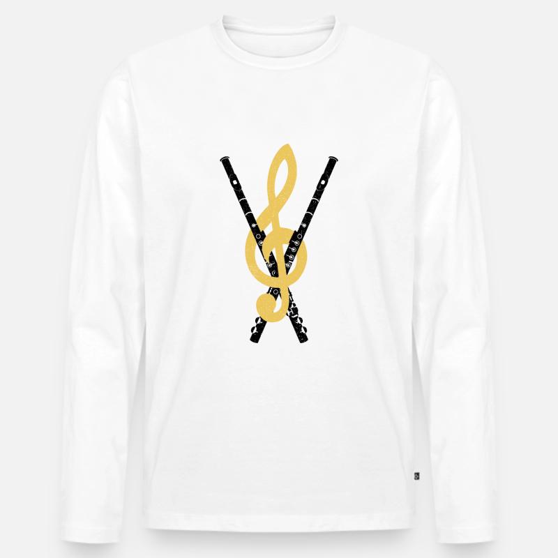 Querflöte - Männer Premium Bio Langarmshirt - Weiß