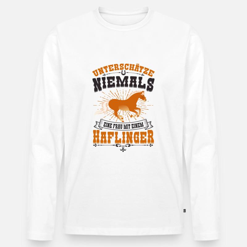 Haflinger - Männer Premium Bio Langarmshirt - Weiß
