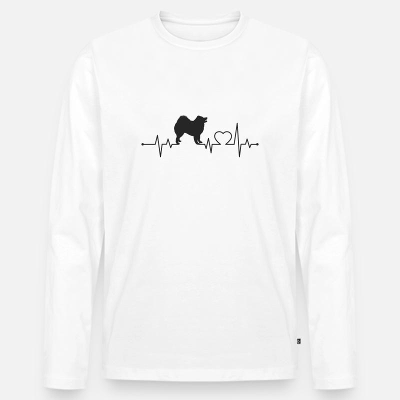 Samojede Herzschlag - Männer Premium Bio Langarmshirt - Weiß
