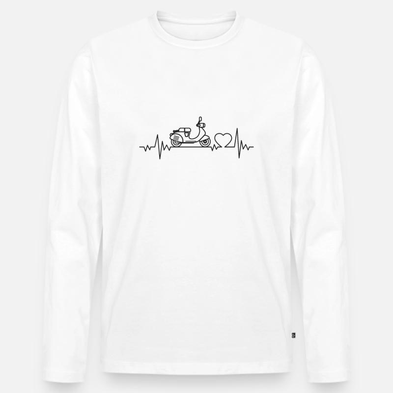 Moped Herzschlag - Männer Premium Bio Langarmshirt - Weiß