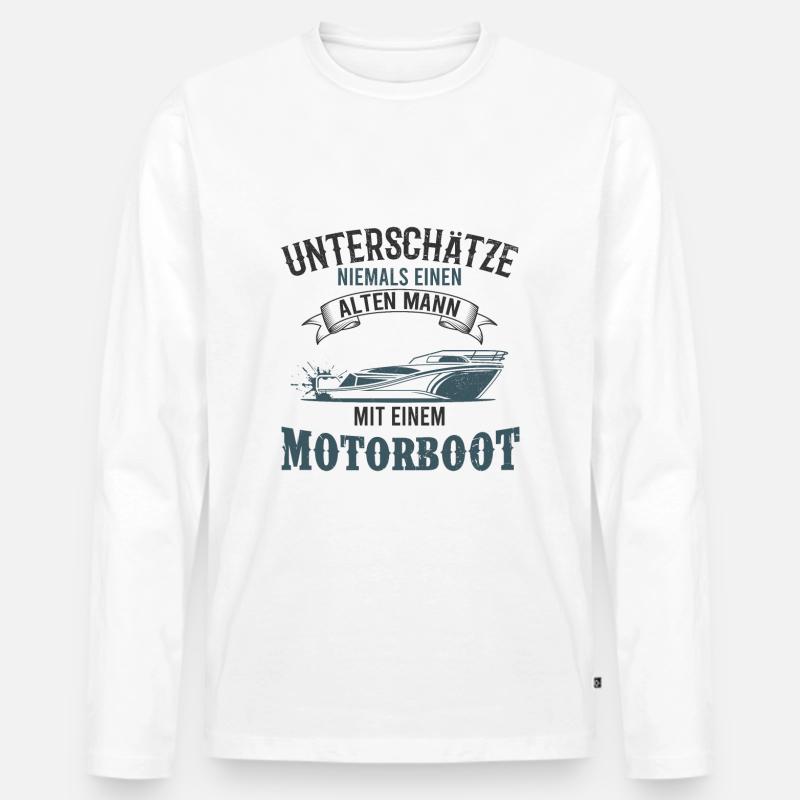 Motorboot - Männer Premium Bio Langarmshirt - Weiß