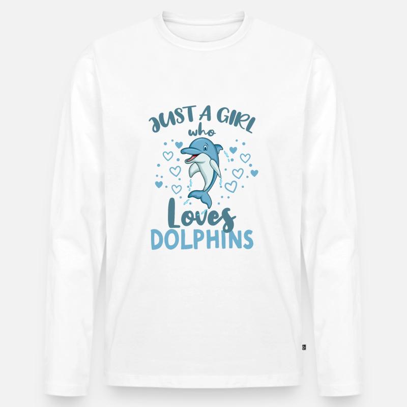 Delfin - Männer Premium Bio Langarmshirt - Weiß